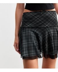 New Look - Plaid Check Tulle Mini Skirt - Lyst