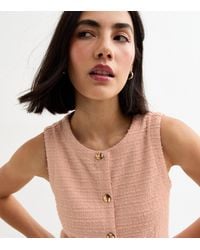 New Look - Textured Crew Neck Button Up Waistcoat - Lyst