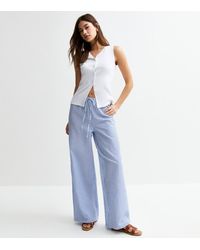 New Look - Striped Seersucker Wide Leg Trousers - Lyst