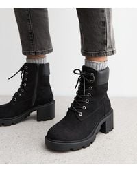 New Look - Wide Fit Faux Nubuck Heeled Ankle Boots Vegan - Lyst