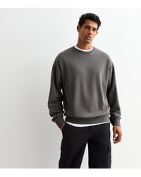 New Look - Dark Oversized Crew Neck Sweatshirt - Lyst