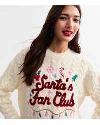 New Look - Off Christmas Santa'S Fan Club Cable Knit Jumper - Lyst