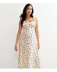 New Look - Maternity Polka Dot Ruffle Trim Midi Dress - Lyst
