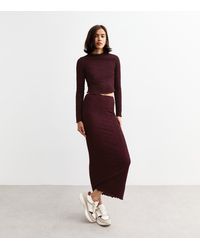 New Look - Textured Midi Skirt - Lyst