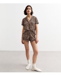 New Look - Animal Print Shirt And Shorts Pyjamas - Lyst