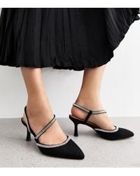 New Look - Wide Fit Diamante Trim Slingback Heel Sandals Vegan - Lyst