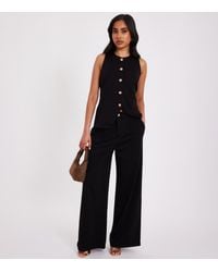 Quiz - Petite Woven Wide Leg Trousers New Look - Lyst