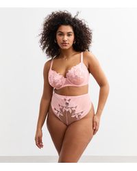 New Look - Plus Size Floral Appliqued High Waisted Briefs Curves - Lyst