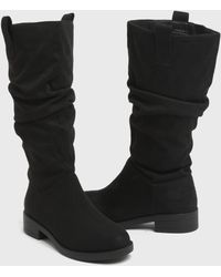 New Look Wide Fit Suedette Slouch Calf Boots Vegan - Black