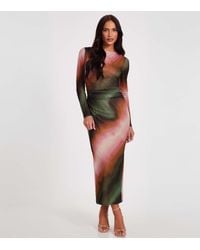 Quiz - Multicolour Mesh Marble Print Maxi Dress New Look - Lyst