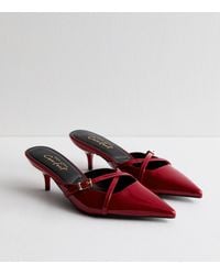 New Look - Patent Kitten Heel Pointed Mules Vegan - Lyst
