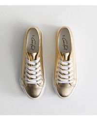 New Look - Metallic Canvas Lace Up Trainers Vegan - Lyst