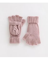 New Look - Cable Knit Flip Top Gloves - Lyst