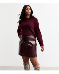 New Look - Plus Size Vinyl Faux Leather A-Line Mini Skirt Curves - Lyst