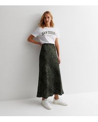 New Look - Animal Print Satin Bias Cut Midaxi Skirt - Lyst