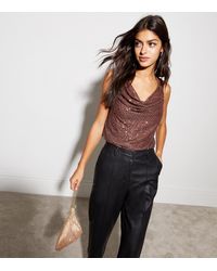 Gini London - Sequin Cowl Neck Top New Look - Lyst