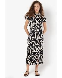 Apricot - Textured Zebra Print Midi Dress New Look - Lyst