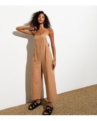 New Look - Tie Strap Cropped Dungaree Jumpsuit - Lyst