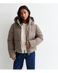 New Look - Petite Cropped Puffer Coat - Lyst