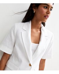 New Look - Linen Blend Short Sleeve Blazer - Lyst