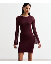 New Look - Bell Sleeve Mesh Mini Dress - Lyst