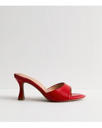 New Look - Leather-Look Heeled Mule Sandals Vegan - Lyst