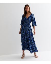 Blue Vanilla - Leaf Print Shirred Midi Dress New Look - Lyst