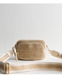 New Look - Woven Raffia Look Faux Leather Crossbody Bag - Lyst