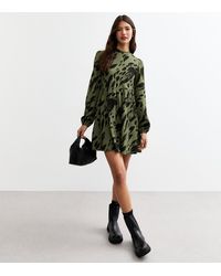 New Look - Crinkle Texture Patterned Mini Smock Dress - Lyst