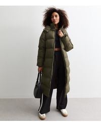New Look - Shower Resistant Hooded Longline Puffer Coat - Lyst