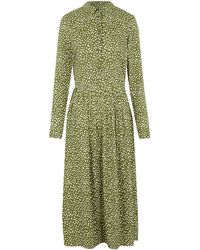 green spot drawstring waist midi shirt dress