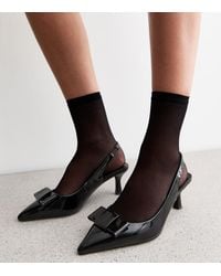 New Look - Wide Fit Bow Detail Slingback Court Shoes Vegan - Lyst
