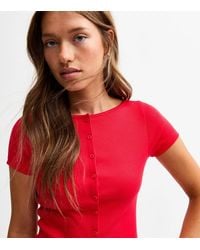 New Look - Ribbed Jersey Button Up Baby Tee - Lyst
