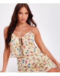 Quiz - Floral Print Tie Front Top New Look - Lyst