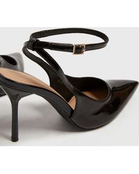 New Look Leather-look Slingback Stiletto Heel Court Shoes Vegan - Black