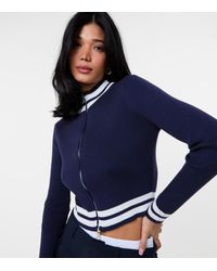 Pink Vanilla - Contrast Stripe Zipped Cardigan New Look - Lyst