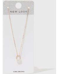 New Look Cubic Zirconia Pendant Necklace - Metallic