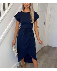 Missfiga Belted Midi Wrap Dress New Look - Blue
