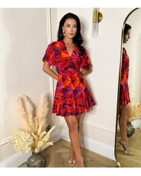 AX Paris - Abstract Print Wrap Skater Mini Dress New Look - Lyst