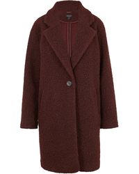 New Look Burgundy Teddy Bouclé Oversized Coat - Multicolour