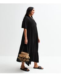 New Look - Plus Size Short Sleeve Tiered Midi Smock Dress Curves - Lyst
