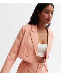 New Look - Button Crop Blazer - Lyst