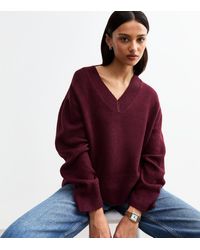 New Look - ' Wide V Neck Knit Jumper - Lyst