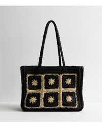 New Look - Woven Flower Raffia-Look Tote Bag - Lyst