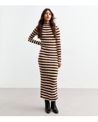 New Look - Soft Touch Striped Midi Dress - Lyst