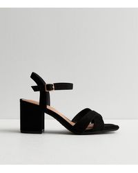 New Look - Wide Fit Suedette 2 Part Block Heel Sandals - Lyst