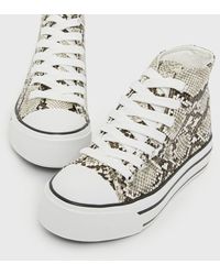 New Look White Faux Snake High Top Chunky Trainers Vegan
