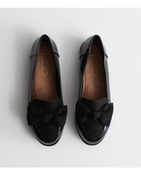 New Look - Wide Fit Patent Bow Front Loafers - Lyst