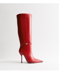 New Look - Faux Leather Stiletto Heel Knee High Boots Vegan - Lyst