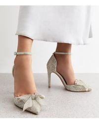 New Look - Diamanté Bow Trim Stiletto Heel Court Shoes Vegan - Lyst